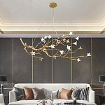 Люстра в виде золотой ветки с цветами Glass Flower Pendant Light варинант исполнения - 4 | Loft Concept в Краснодаре