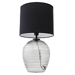 Настольная лампа с черным цилиндрическим тканевым абажуром и фактурным прозрачным основанием Black Cone варинант исполнения - 2 | Loft Concept в Краснодаре