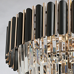 Люстра из черного металла с многоярусными подвесками из прозрачного хрусталя на золотой цепи Empire Black Chandelier Crystal варинант исполнения - 10 | Loft Concept в Краснодаре