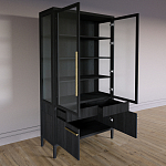 Витрина Primo со стеклянными фасадами и буфетом шпон Черный дуб варинант исполнения - 4 | Loft Concept в Краснодаре