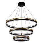 Люстра подвесная с тремя кольцами черного и золотого цвета Ring Horizontal варинант исполнения - 1 | Loft Concept в Краснодаре
