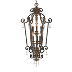Люстра бронзового цвета с 6-ю лампами и стеклянными подвесками в классическом стиле Quoizel варинант исполнения - 1 | Loft Concept в Краснодаре
