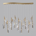Люстра с золотистыми трубками и прозрачными стеклянными листьями на подвесах Sylva  варинант исполнения - 4 | Loft Concept в Краснодаре