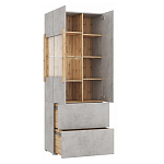 Шкаф-витрина двухдверная с фасадом цвета серый бетон Grace of Furniture варинант исполнения - 3 | Loft Concept в Краснодаре