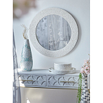 Зеркало круглое инкрустированное раковинами устриц Bone Inlay Dome Mirror White варинант исполнения - 2 | Loft Concept в Краснодаре