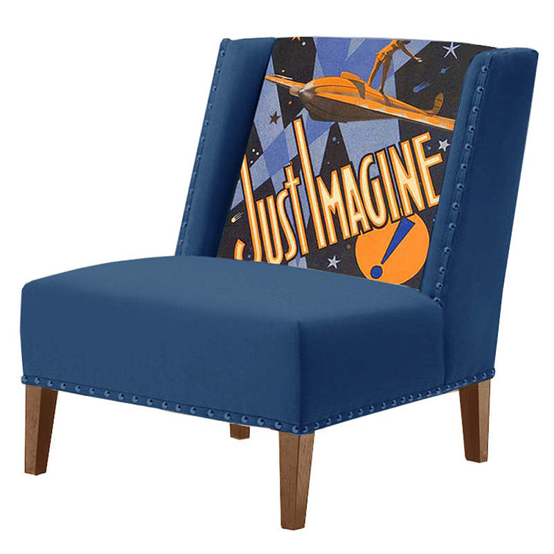 FUN Armchair Just Imagine Dark blue Дизайнерское кресло с цветным принтом Сапфирово-синий в Краснодаре | Loft Concept 