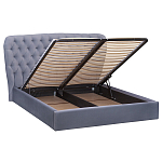 Кровать двуспальная серая с основанием из массива дерева с мягким изголовьем Velour Beds варинант исполнения - 2 | Loft Concept в Краснодаре