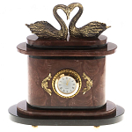 Часы настольные из натурального камня с декором в виде двух лебедей Swans Stone Clock варинант исполнения - 5 | Loft Concept в Краснодаре