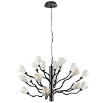 Люстра подвесная черного цвета с ветвями и белыми фарфоровыми цветами Floralis варинант исполнения - 7 | Loft Concept в Краснодаре