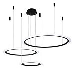 Люстра подвесная светодиодная с тремя черными кольцами и пультом управления Ring Horizontal варинант исполнения - 2 | Loft Concept в Краснодаре