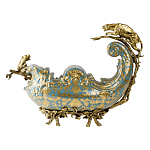 Чаша голубого цвета с оранментом и и бронзовыми фигурами леопардов Eden Garden варинант исполнения - 3 | Loft Concept в Краснодаре