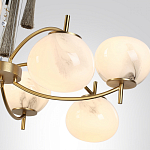 Люстра подвесная с 8-ю шарообразными плафонами из белого стекла с подвесками из камня и кисточками Agatelle варинант исполнения - 6 | Loft Concept в Краснодаре