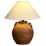 Настольная лампа керамическая коричневая с тканевым абажуром Eastern Tale варинант исполнения - 2 | Loft Concept в Краснодаре