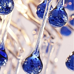 Люстра овальная с синими стеклянными подвесками в форме капель FAIRYTREE Light варинант исполнения - 2 | Loft Concept в Краснодаре