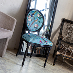 Стул из массива бука бирюзовый с изображением птиц и цветов Turquoise Chinoiserie Birds Garden Chair варинант исполнения - 7 | Loft Concept в Краснодаре
