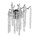 Бра цвета хром с ветвями и прозрачными стеклянными подвесками в виде вытянутых спиральных капель Droplet Chandelier варинант исполнения - 1 | Loft Concept в Краснодаре