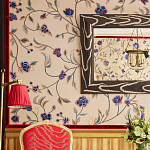 Обои с вышивкой ручной работы Flora Catherine colourway on Liso Pearl wool sateen варинант исполнения - 2 | Loft Concept в Краснодаре