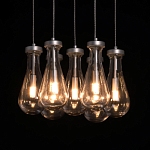 Люстра с 7-ю прозрачными плафонами из стекла в форме капли на круглом потолочном основании цвета хром Lucid Rain  варинант исполнения - 5 | Loft Concept в Краснодаре