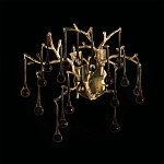 Бра в форме ветвей деревьев золотого цвета с прозрачными подвесками-каплями Droplet Bra варинант исполнения - 4 | Loft Concept в Краснодаре