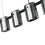 Подвесной светильник светодиодный с 5-ю цилиндрическими плафонами светло-серого цвета из стекла и стали Andrea Сhandelier Grey варинант исполнения - 1 | Loft Concept в Краснодаре