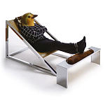 Дизайнерское кресло на металлическом каркасе с подставкой для ног Poltronova Mies Armchair варинант исполнения - 2 | Loft Concept в Краснодаре