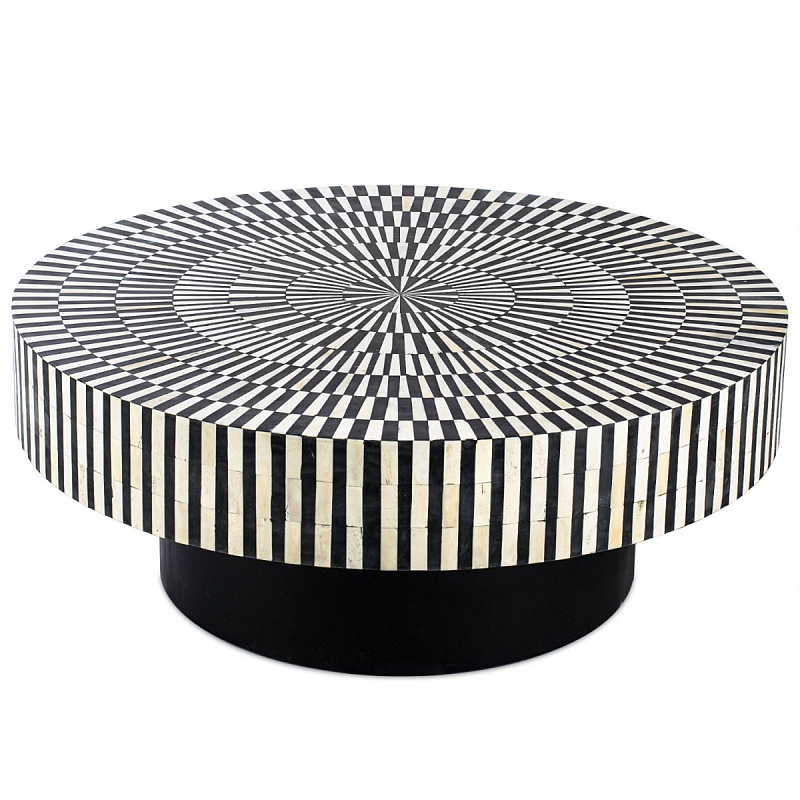 Журнальный стол Round Indian Bone Inlay coffee table Черно-белый в Краснодаре | Loft Concept 