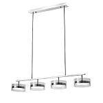 Люстра светодиодная с 4-мя круглыми прозрачными плафонами цилиндрической формы из акрила и стекла с пультом для регулировки света Glass Lamp Chromium варинант исполнения - 1 | Loft Concept в Краснодаре