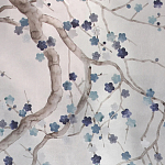 Обои ручная роспись Plum Blossom Inky Hokusai on Sterling Silver gilded silk варинант исполнения - 1 | Loft Concept в Краснодаре