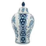 Ваза с крышкой и голубым цветочным рисунком 37 см Blue & White Ornament варинант исполнения - 2 | Loft Concept в Краснодаре