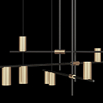 Люстра с 9-ю цилиндрическими плафонами цвета латунь TRIBES CHANDELIER варинант исполнения - 3 | Loft Concept в Краснодаре