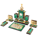 Настольный письменный набор из малахита и долерита с декором в виде герба России Leader Organizer варинант исполнения - 2 | Loft Concept в Краснодаре