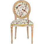 Стул из массива бука бежевый с изображением птиц и цветов Beige Green Chinoiserie Peach Garden Chair варинант исполнения - 1 | Loft Concept в Краснодаре