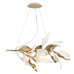 Люстра подвесная с декоративными белыми и золотыми листьями на текстурном основании Wintery flovers варинант исполнения - 2 | Loft Concept в Краснодаре