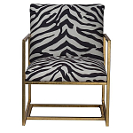 Кресло с металлическим золотистым каркасом и мягкой обивкой с чёрно-белым принтом зебры Wild animals варинант исполнения - 1 | Loft Concept в Краснодаре