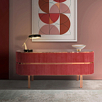 Дизайнерский комод овальный с розовой бархатной обивкой Edith варинант исполнения - 2 | Loft Concept в Краснодаре