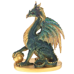 Декоративная статуэтка Дракон Dragon Holding Sphere Green Gold Statuette варинант исполнения - 1 | Loft Concept в Краснодаре