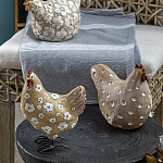 Статуэтка курица с белым цветочным узором и металлическими ножками Rustic Chicken варинант исполнения - 4 | Loft Concept в Краснодаре