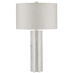 Настольная лампа мраморная с тканевым цилиндрическим абажуром Sharpened варинант исполнения - 4 | Loft Concept в Краснодаре