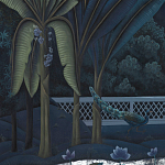 Обои ручная роспись Phuljhari Original colourway on Empire Blue dyed silk варинант исполнения - 3 | Loft Concept в Краснодаре