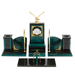 Настольный письменный набор из змеевика тёмно-зелёного цвета с декором в виде орла Successful Leader варинант исполнения - 1 | Loft Concept в Краснодаре