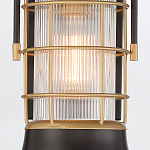 Настенный фонарь цилиндрической формы с рифленым стеклом в золотом каркасе на черном прямоугольном основании Eurofase варинант исполнения - 15 | Loft Concept в Краснодаре