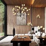 Люстра подвесная черного цвета с ветвями и белыми фарфоровыми цветами Floralis варинант исполнения - 3 | Loft Concept в Краснодаре