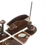 Настольный письменный набор с часами из природного камня обсидиана Competent Leader варинант исполнения - 5 | Loft Concept в Краснодаре