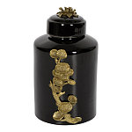 Банка с крышкой из фарфора с бронзовым цветочным элементом Eden Garden варинант исполнения - 1 | Loft Concept в Краснодаре