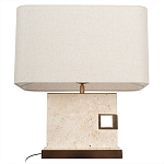 Настольная лампа с прямоугольным основанием из натурального камня c тканевым абажуром Lapis Tiburtinus варинант исполнения - 3 | Loft Concept в Краснодаре