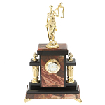 Часы настольные бронзовые из натурального камня Яшма с декором в виде Фемиды Themis Stone Clock варинант исполнения - 1 | Loft Concept в Краснодаре