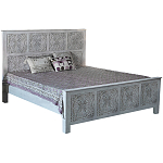 Двуспальная кровать из массива манго с резьбой Floro Grey Mango Bed варинант исполнения - 1 | Loft Concept в Краснодаре
