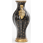 Ваза черного цвета из фарфора с золотистым узором и бронзовыми ручками Высота 39.5 см Eden Garden porcelain and bronze варинант исполнения - 2 | Loft Concept в Краснодаре