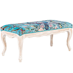 Банкетка из массива бука с цветочным принтом Turquoise Beige Chinoiserie Garden Banquette варинант исполнения - 1 | Loft Concept в Краснодаре