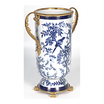 Ваза с бронзовыми ручками и синим цветочным узором Blue & White Ornament варинант исполнения - 2 | Loft Concept в Краснодаре